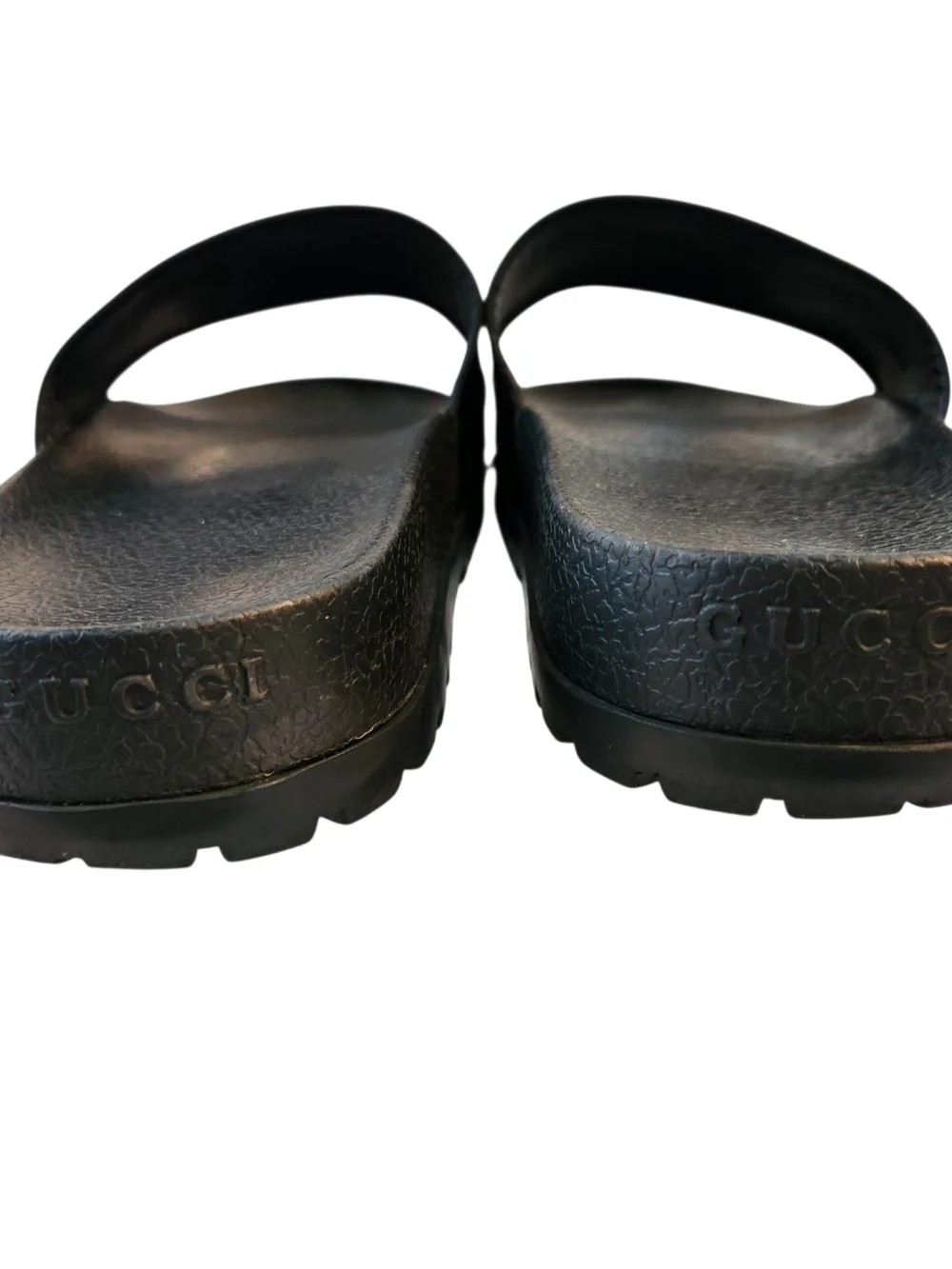 Gucci Men's Size 46 Size 12 Black Embossed GG Leather Slide Sandal Italy Luxury
